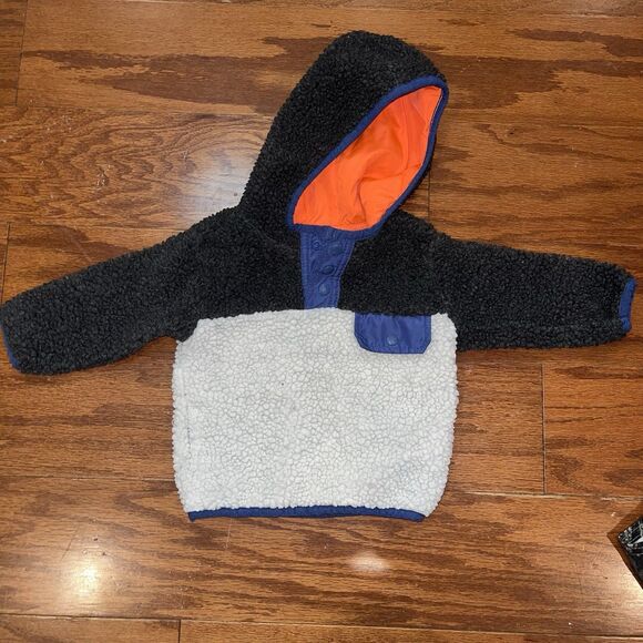OshKosh B’gosh Cozy Pullover Sherpa Fleece Sweatshirt Jacket Size 9 Months Farm - Picture 1 of 5